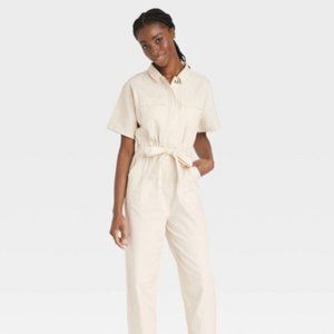 Short Sleeve Button-Front Boilersuit - Universal Thread, 8